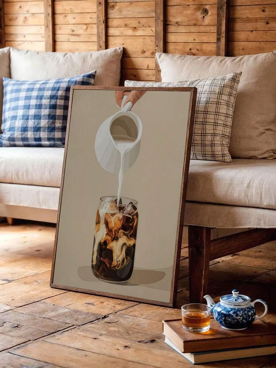 Elevate your kitchen or café with this striking 2D flat iced coffee poster. Featuring a modern abstract design with clean lines and contemporary aesthetics, this unframed canvas art brings sophistication to any space. The waterproof material ensures durability and easy maintenance, making it perfect for high-moisture environments like kitchens and dining areas. Its minimalist flat style complements both industrial and modern décor, creating a focal point that celebrates coffee culture with understated elega