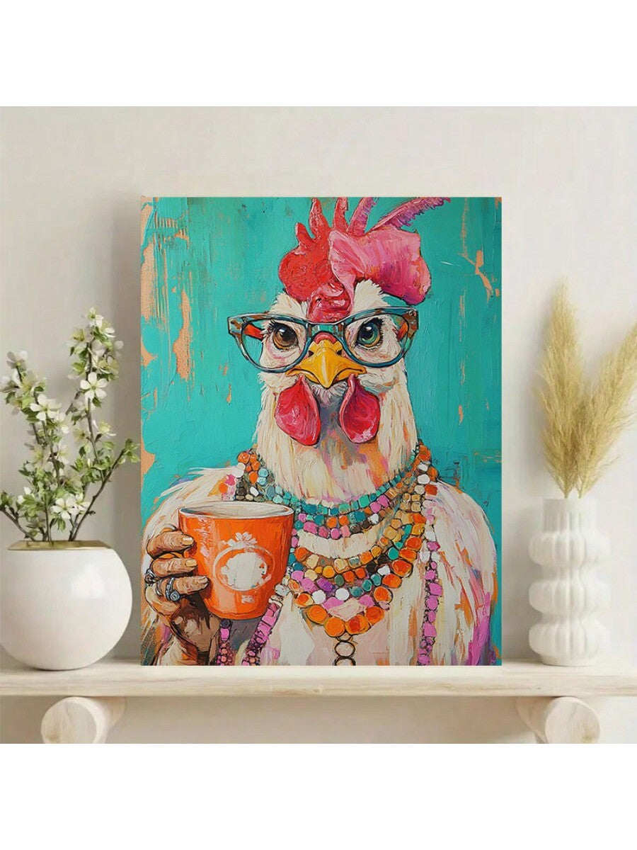 Add a touch of lively charm to your space with our Chic Abstract Chicken Canvas Art. The vibrant colors and whimsical design make it the perfect home or office décor piece. Made from high-quality canvas, it will add personality to any room. Express your unique style with this eye-catching piece.