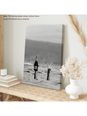 Add a touch of sophistication to your home or office with this Chic Beach Scene Canvas Print. Featuring a stylish woman with champagne, this wall art will elevate any space. Made with high-quality materials and vibrant colors, it is the perfect addition to your decor.