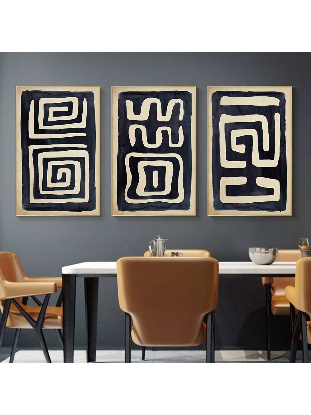 Enhance any space with this chic Black &amp; Beige Calligraphy Canvas Art Set. The modern abstract design adds a touch of sophistication to any room. Leave it unframed for a clean, minimalist look. Made with high-quality canvas, this set is the perfect addition to your wall decor.