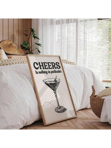 Elevate your modern interior with this Chic Black and White Cheers Bar Cart Canvas Art. Featuring a retro martini design, this sophisticated piece adds timeless elegance and a stylish focal point to any room. Its monochrome palette complements diverse decor styles, making it an ideal choice for enhancing your bar area or living space with refined charm.