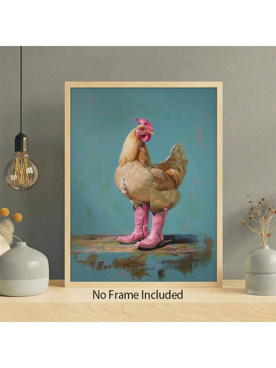 This Chic Boho Coastal Cowgirl Canvas Print features a whimsical chicken in pink boots, adding a unique touch to your home decor. The playful design is perfect for those with a love for all things bohemian and coastal. Made with high-quality canvas, this print is a must-have for any art enthusiast.