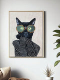 Add some feline flair to your walls with our Chic Cat Canvas Art. This fashionable feline, donning a stylish striped shirt and round glasses, is the ideal addition to any room. Made with high-quality materials, it's the perfect wall decor for cat lovers and fashion enthusiasts alike.