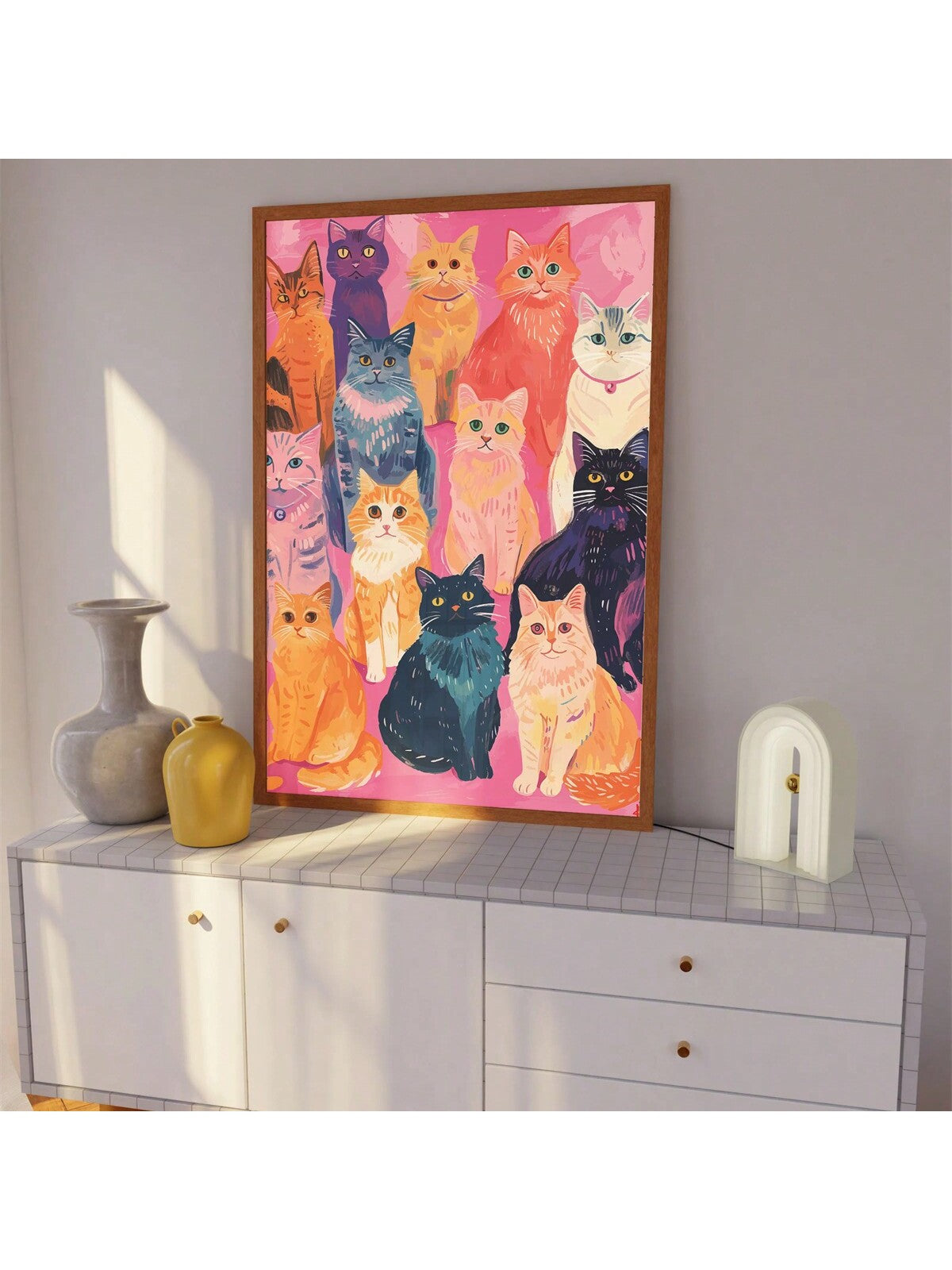 Transform your dorm room with this sophisticated feline canvas poster, designed for those who appreciate understated elegance. Featuring a minimalist aesthetic in soft pink tones, this piece brings contemporary style to any space without overwhelming your décor. The clean lines and refined composition make it an ideal choice for college students seeking to elevate their living quarters with gallery-quality wall art. Perfect for creating an Instagram-worthy backdrop or complementing existing furnishings, thi