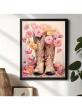 Transform your space with this stunning canvas art print featuring chic floral cowgirl boots in soft boho pink tones. Perfect for modern living rooms and dining areas, this piece blends western charm with contemporary aesthetics.&nbsp;