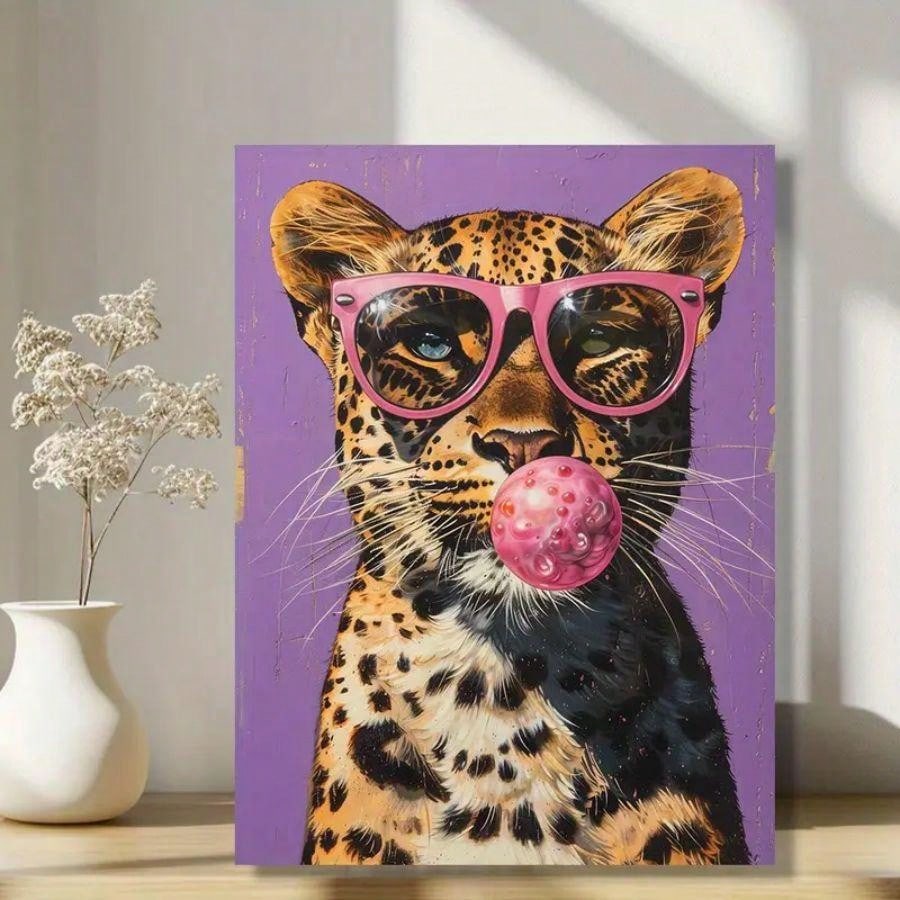 Elevate your home decor with our Chic Leopard Print Pink Glasses Canvas Art. This modern bubble gum wall decor is perfect for adding a touch of style to any space. The trendy leopard print design combined with pink glasses adds a fun and fashionable element to your walls. Transform your space into a stylish oasis with this unique canvas art piece.