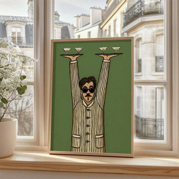 Elevate your space with this striking minimalist waiter wall art print. Featuring a modern figure design in multicolor tones, this unframed canvas piece brings retro bar charm to any kitchen or dining area. Perfect as a humorous gift for bartenders and hospitality enthusiasts, it combines artistic flair with practical appeal. The waterproof canvas ensures durability and longevity, making it ideal for various room settings. Display it solo or pair with complementary decor for a curated gallery wall that cele
