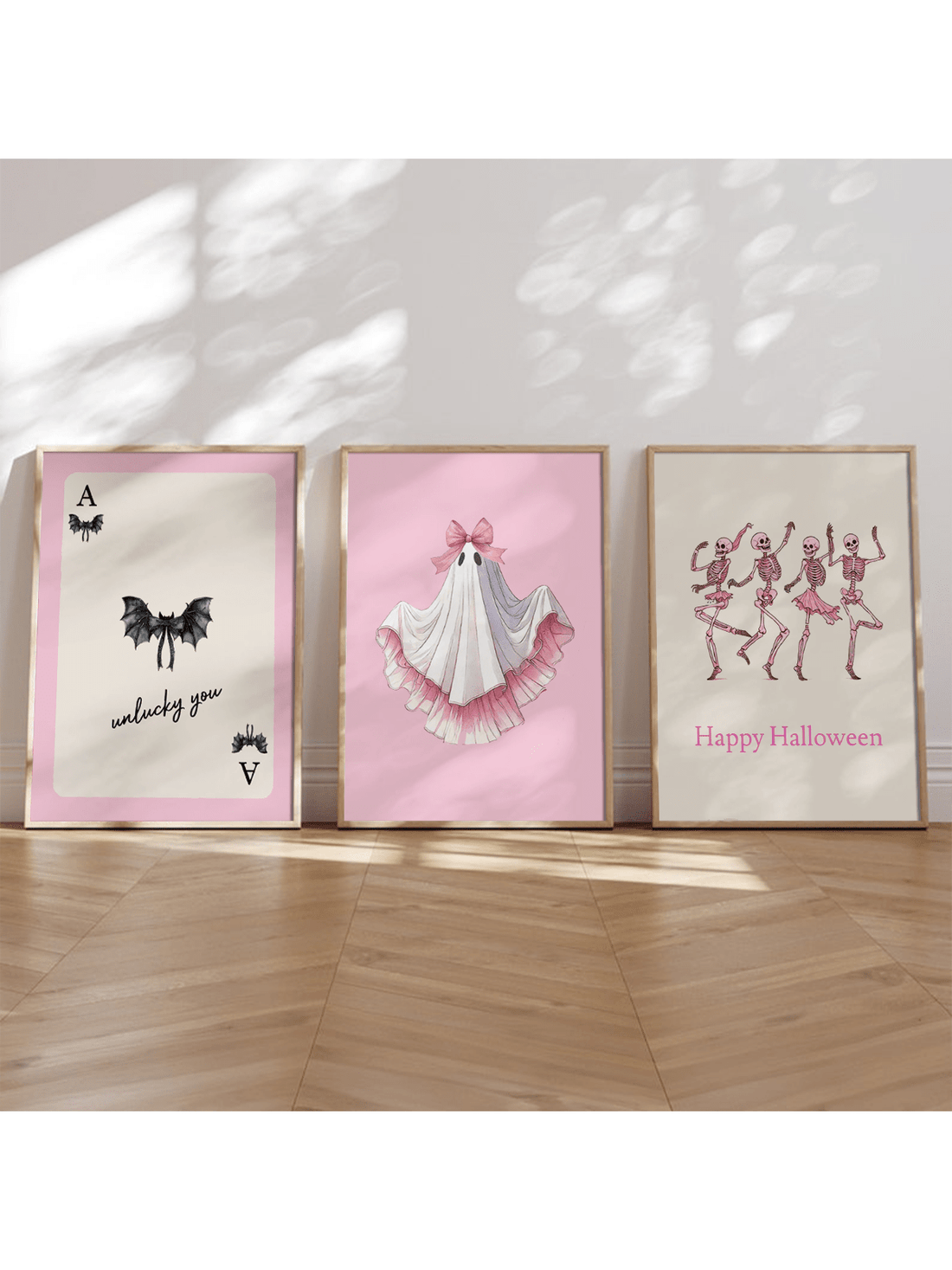 Elevate your Halloween decor with this Chic Pink Halloween Wall Art Set, featuring three modern posters designed to bring a stylish and contemporary touch to your home or dorm. The set combines festive themes with a sophisticated pink palette, perfect for those seeking a unique and elegant seasonal display. Easy to frame and arrange, these posters offer a fresh alternative to traditional Halloween decorations, enhancing your space with subtle holiday spirit and modern design flair.