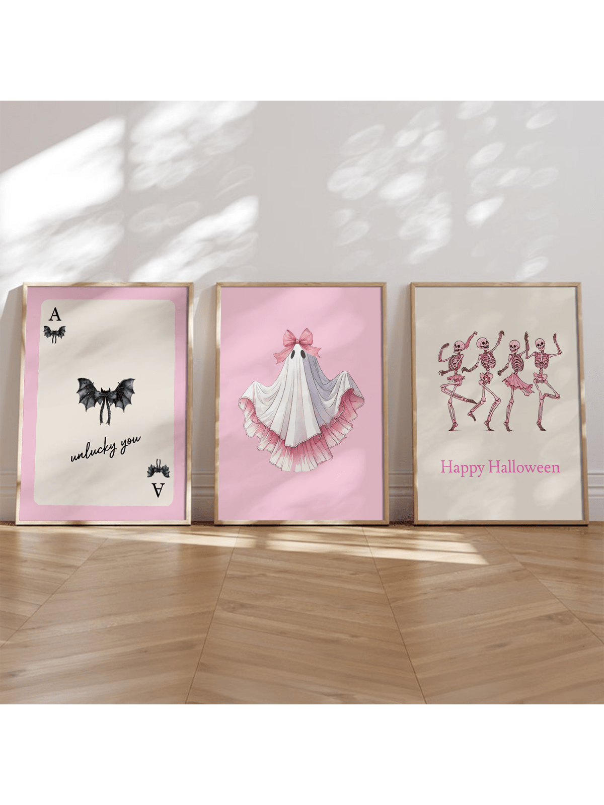 Elevate your Halloween decor with this Chic Pink Halloween Wall Art Set, featuring three modern posters designed to bring a stylish and contemporary touch to your home or dorm. The set combines festive themes with a sophisticated pink palette, perfect for those seeking a unique and elegant seasonal display. Easy to frame and arrange, these posters offer a fresh alternative to traditional Halloween decorations, enhancing your space with subtle holiday spirit and modern design flair.