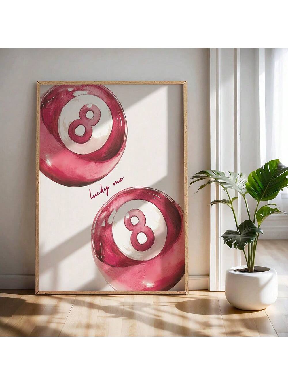 This Chic Pink Lucky 8 Ball Art Print is the perfect addition to any modern decor. The trendy aesthetic and bold color will make a statement in any room. Let the luck of the 8 ball bring a touch of whimsy to your space.