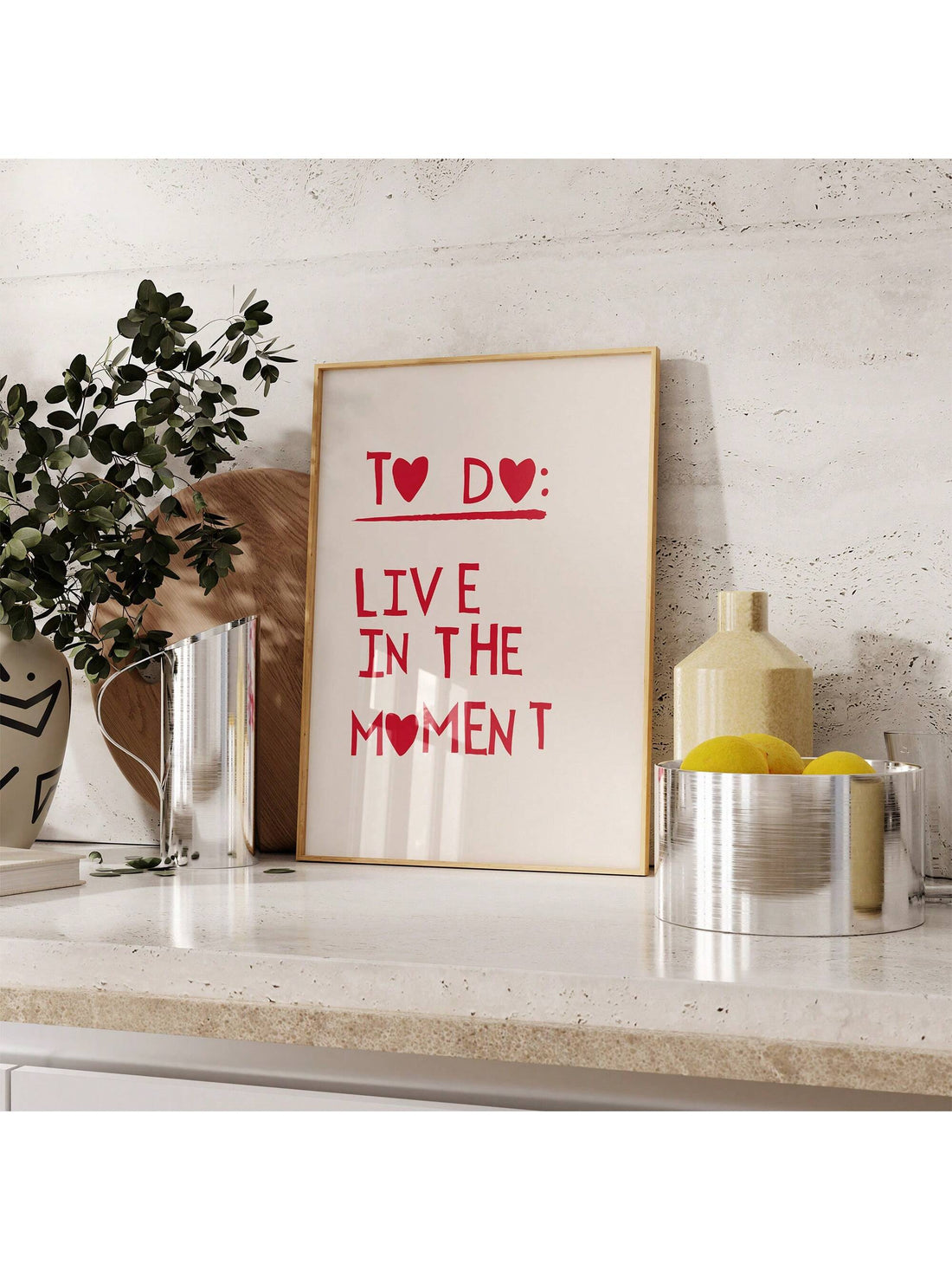 Add a touch of modern and chic aesthetic to any room with our unframed canvas wall art. Featuring a bold red heart design and an uplifting quote, this piece is sure to inspire and bring positivity to your space. Made with high-quality materials, it's a trendy and stylish addition to your home decor.