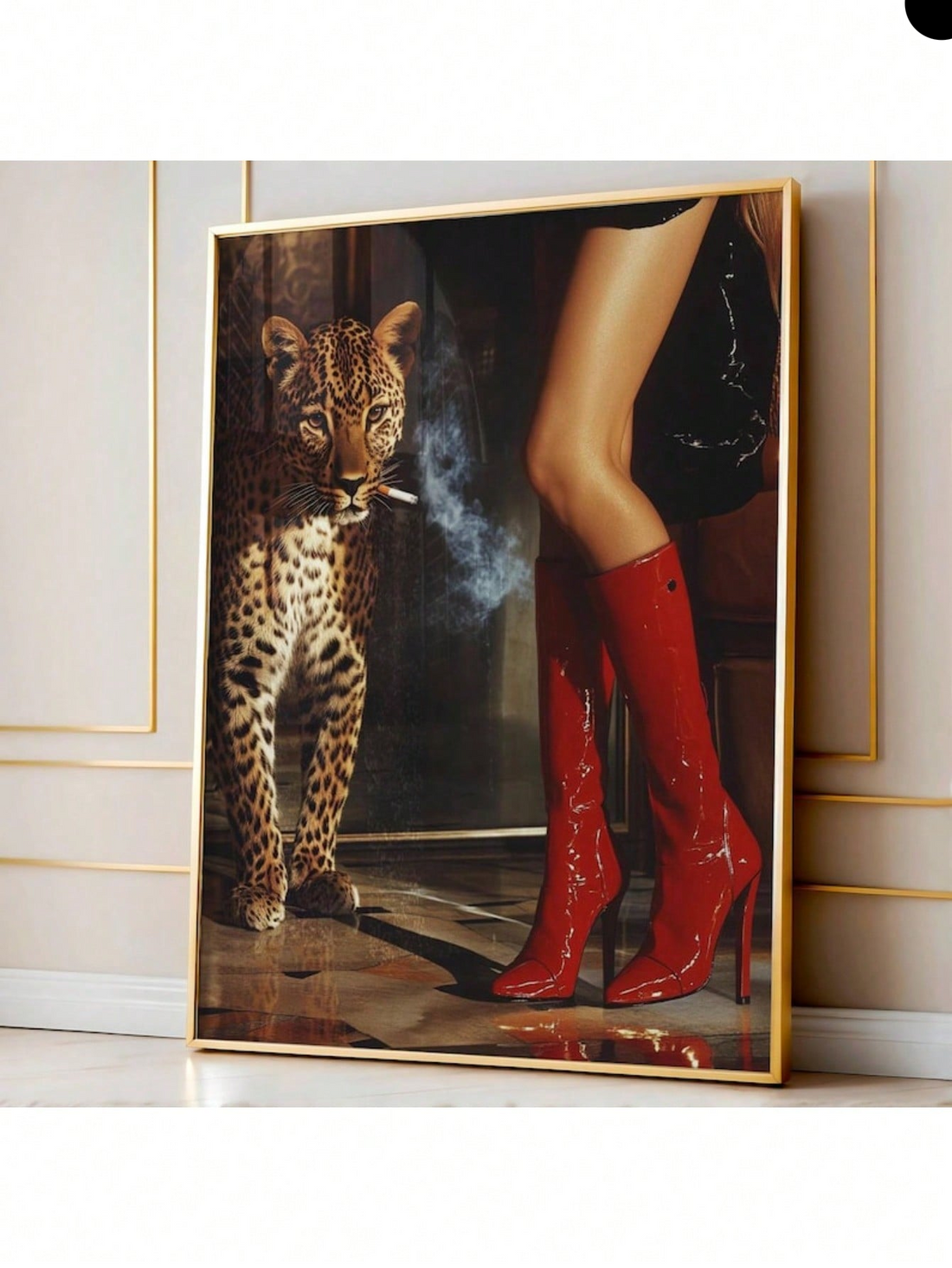 Elevate your living space with this Chic Retro Leopard Print Red Boots Wall Art. Expertly crafted on high-quality canvas, it blends luxurious high fashion with vintage flair, making a bold statement in any stylish living room. The vivid red boots paired with the iconic leopard print create a striking focal point, adding a sophisticated edge to your decor. Durable and designed for lasting vibrancy, this poster merges art and fashion seamlessly for an upscale, contemporary ambiance.