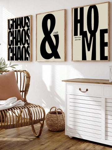 Elevate your living space with this Chic Retro Monochrome Canvas Art Set, featuring three pieces of black and beige typography wall decor. Designed to blend vintage charm with modern minimalism, these canvases add a sophisticated focal point to any room. Crafted for durability and style, they offer a timeless aesthetic that complements diverse interior themes, enhancing your home’s ambiance with subtle elegance.