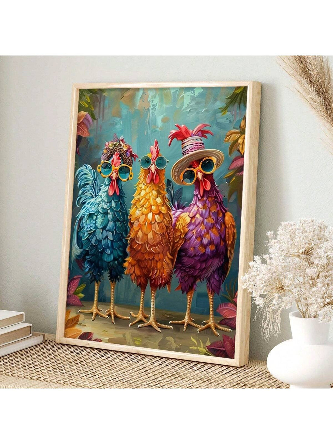 Enhance any space with our Chic Rooster Trio Canvas Art. These modern and minimalist pieces feature a chic rooster design that adds a touch of sophistication and style to any room. Made from high-quality materials, this wall decor is sure to impress with its unique and contemporary aesthetic. Perfect for any space, these stunning canvases are a must-have for any art lover or interior design enthusiast.