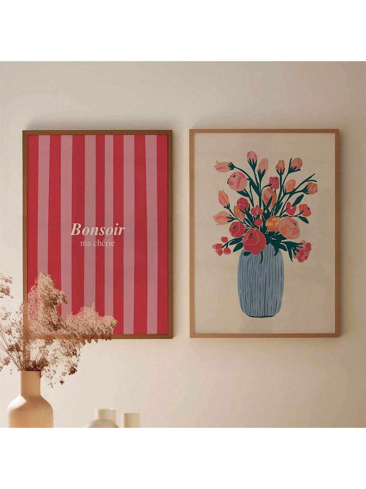 Elevate your living or workspace with this Chic Unframed Boho Floral Wall Art Set, featuring delicate pink and blue tones. Designed to complement modern and bohemian interiors, these prints bring a refined yet relaxed aesthetic. Their unframed format allows for versatile display options, making them ideal for personalized styling in both home and office environments. This set offers a sophisticated way to introduce subtle color and natural motifs, enhancing ambiance without overwhelming your decor.
