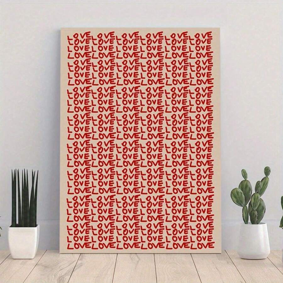 Elevate your space with this modern canvas love poster, featuring elegant letter patterns perfect for Valentine's Day celebrations. Crafted from high-quality canvas with waterproof protection, this unframed piece brings contemporary charm to any room—bedroom, dining room, office, or cafe. The minimalist design complements various decor styles while making a meaningful statement. Easy to display and versatile in placement, it's an affordable way to add warmth and romance to your walls.
