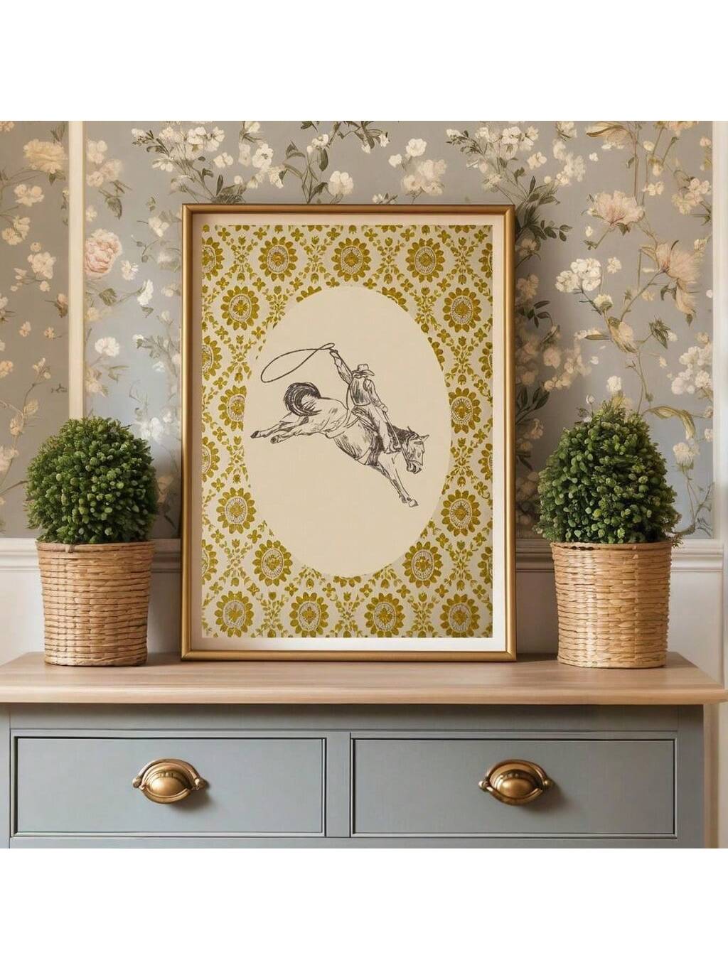 Transform your space with this sophisticated Vintage Cowboy Canvas Print. Unframed for versatile styling, this retro artwork merges classic Western imagery with contemporary design sensibilities. The high-quality canvas reproduction delivers exceptional detail and rich coloration, making it an ideal statement piece for living rooms, offices, or hallways seeking a touch of nostalgic Americana with modern appeal.