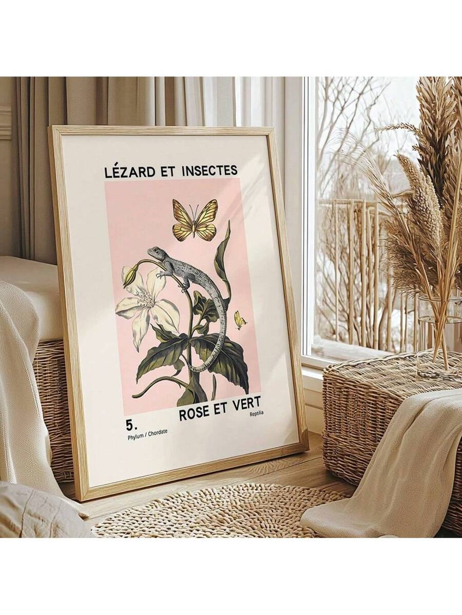 This chic vintage botanical art print features a beautiful combination of floral and insect sketches, making it a unique and stylish addition to any home décor. The elegant design and high-quality print will add a touch of sophistication to your space. Perfect for those looking for a classic and timeless piece of art to elevate their home décor.
