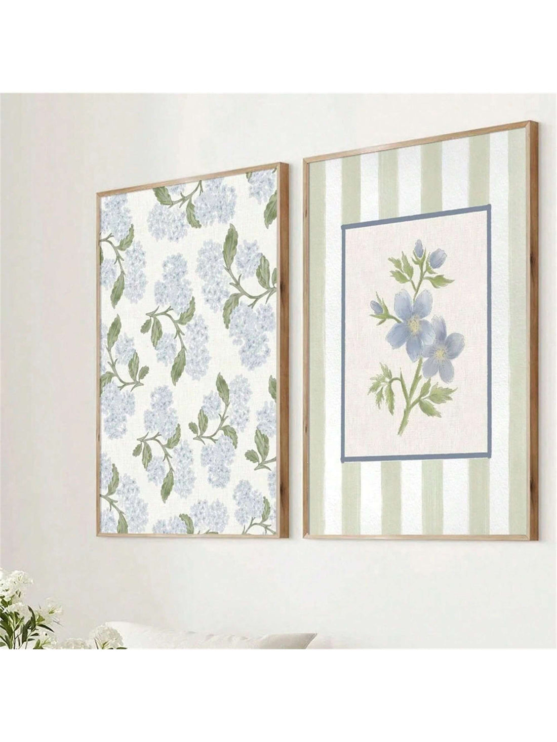 Elevate your living space with this Chic Vintage Striped Botanical Wall Art Set, featuring elegant blue floral canvas prints. Perfectly blending vintage charm with modern cottage style, these artworks bring a refined botanical touch to any room. Each print showcases delicate floral designs with subtle striped accents, adding depth and sophistication. Crafted for seamless integration into contemporary interiors, this set enhances your décor with timeless appeal and calming hues. Ideal for creating a serene, 