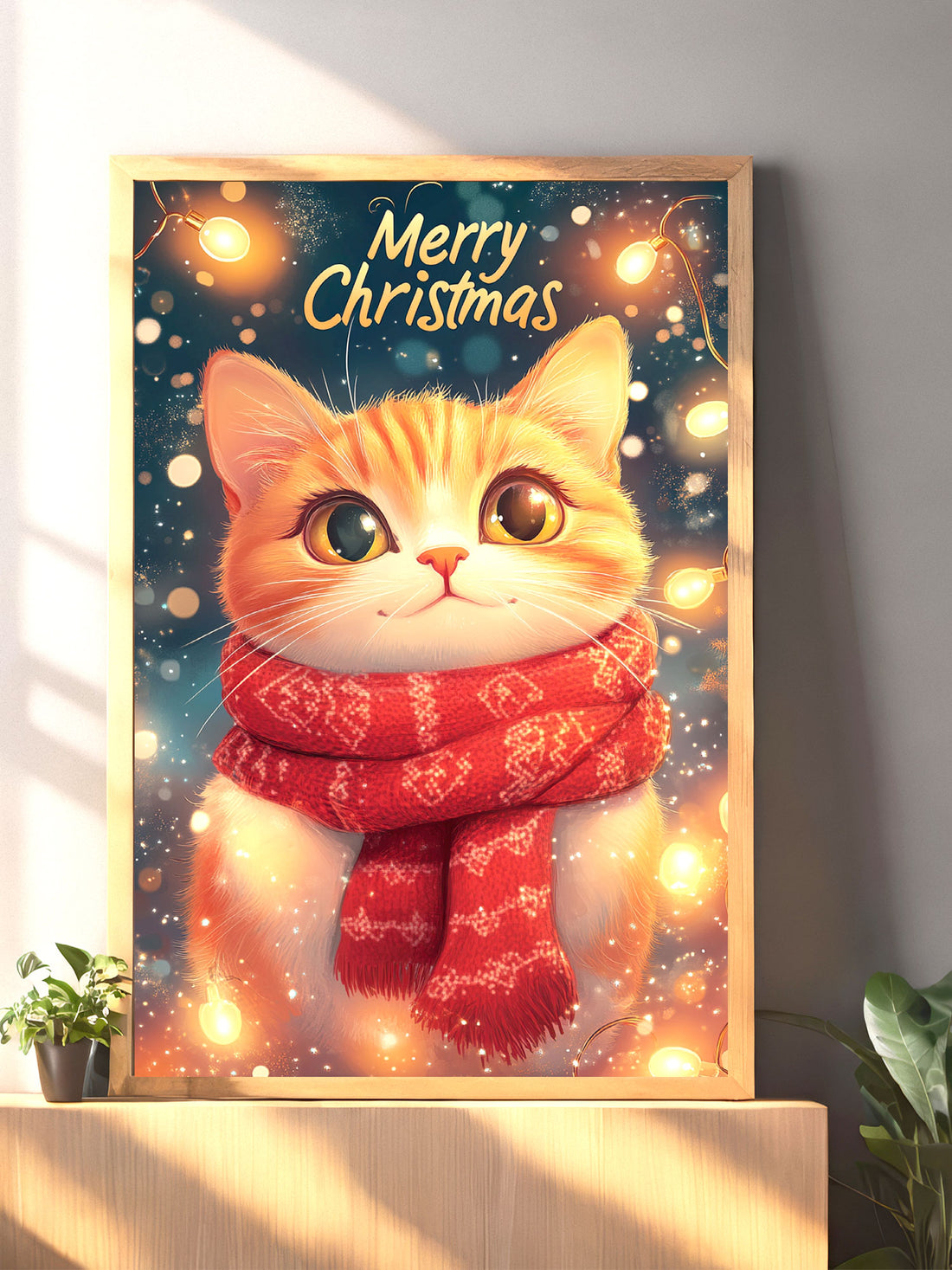 Add some festive feline flair to your home with our Christmas Cute Cat Canvas Poster Wall Art. Made with high-quality materials, this adorable poster showcases a playful cat enjoying the holiday season. Perfect for cat lovers and anyone looking to add a touch of whimsy to their holiday decor.