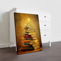 Transform your space with this distinctive canvas wall art featuring a creatively arranged Christmas tree composed entirely of stacked books. Perfect for literary enthusiasts and design-conscious homeowners, this piece merges festive charm with intellectual appeal. The warm, inviting composition works beautifully as a living room focal point, sofa backdrop, or bedroom accent.