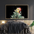 Bring festive charm to any room with this enchanting Christmas canvas wall art. Featuring a serene cat perched on a snow-laden pine tree, this piece captures the magic of winter holidays with artistic elegance.