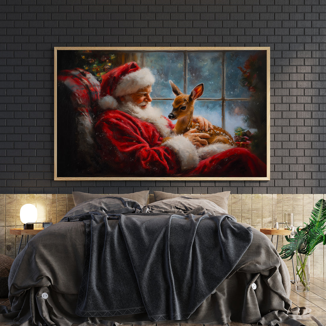 Transform your space into a festive sanctuary with this Christmas Canvas Wall Art featuring an enchanting holiday season print with a graceful fawn. Expertly crafted for discerning homeowners, this piece combines seasonal charm with sophisticated design, making it an ideal focal point above your sofa, beside your bed, or throughout your living areas.