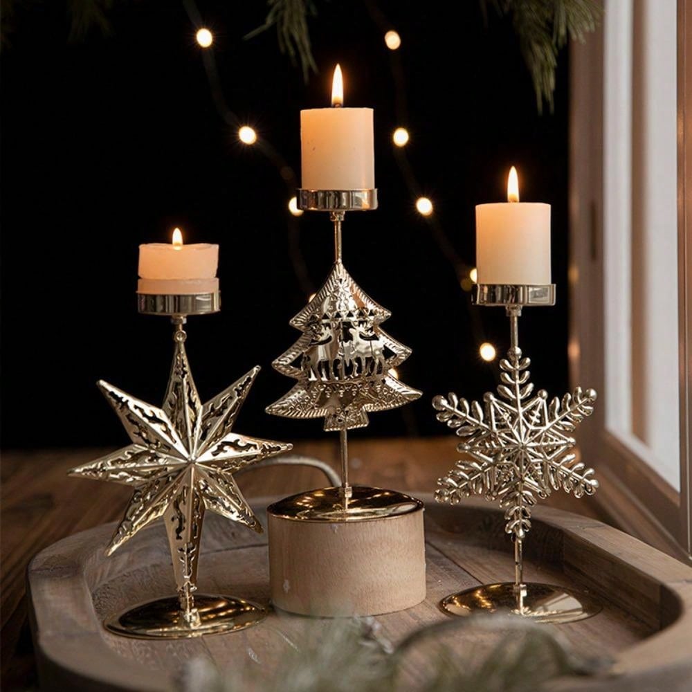 Enhance your holiday decor with our Christmas Iron Art Candle Holder. Crafted with high-quality iron, this festive centerpiece is the perfect addition to your holiday table. With its elegant design, it can hold taper candles to create a warm and inviting atmosphere. Elevate your holiday celebrations with this beautiful accessory.