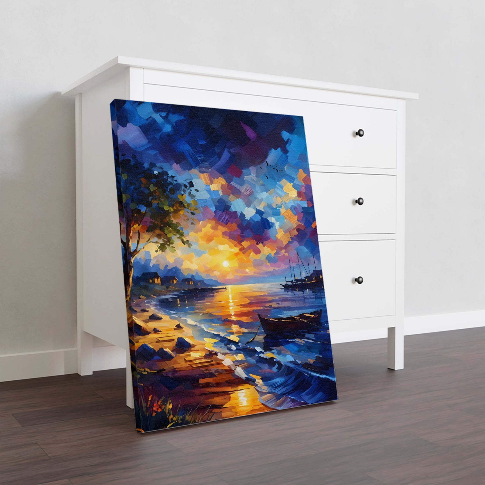 Enjoy the relaxing beauty of a coastal sunset with this stunning canvas wall art. Featuring a serene beach landscape and sailboat, this piece will bring a touch of tranquility to any room. Perfect for living rooms, sofa backdrops, bedside decorations, and home decor. Expertly crafted for a professional and elegant touch.