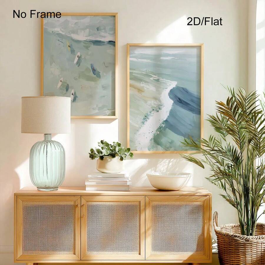 Bring the serene beauty of the ocean into your home with this stunning set of 2 abstract ocean prints. Each piece features modern graphic landscapes that capture the essence of coastal living, perfect for beach-inspired interiors. Crafted on high-quality canvas, these unframed paintings are waterproof and durable, making them ideal for any room—especially dining areas where they'll spark conversation. Transform your space with waves of color and contemporary design that evoke the peaceful energy of seaside 