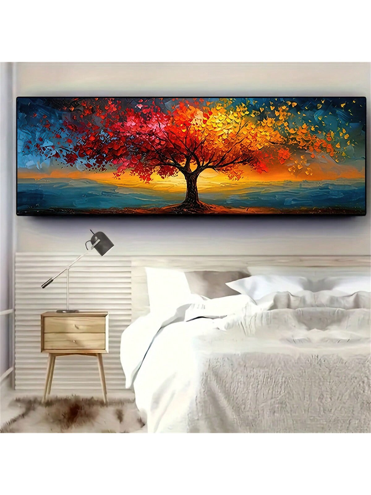 Add a splash of color and life into your living space with this Coloful Tree Of Life Oil Painting Canvas Poster. Perfect for any room, this wall decor will bring character and vibrancy to your home. Made with high-quality canvas and no frame, it's a versatile piece that will elevate any room's aesthetic.