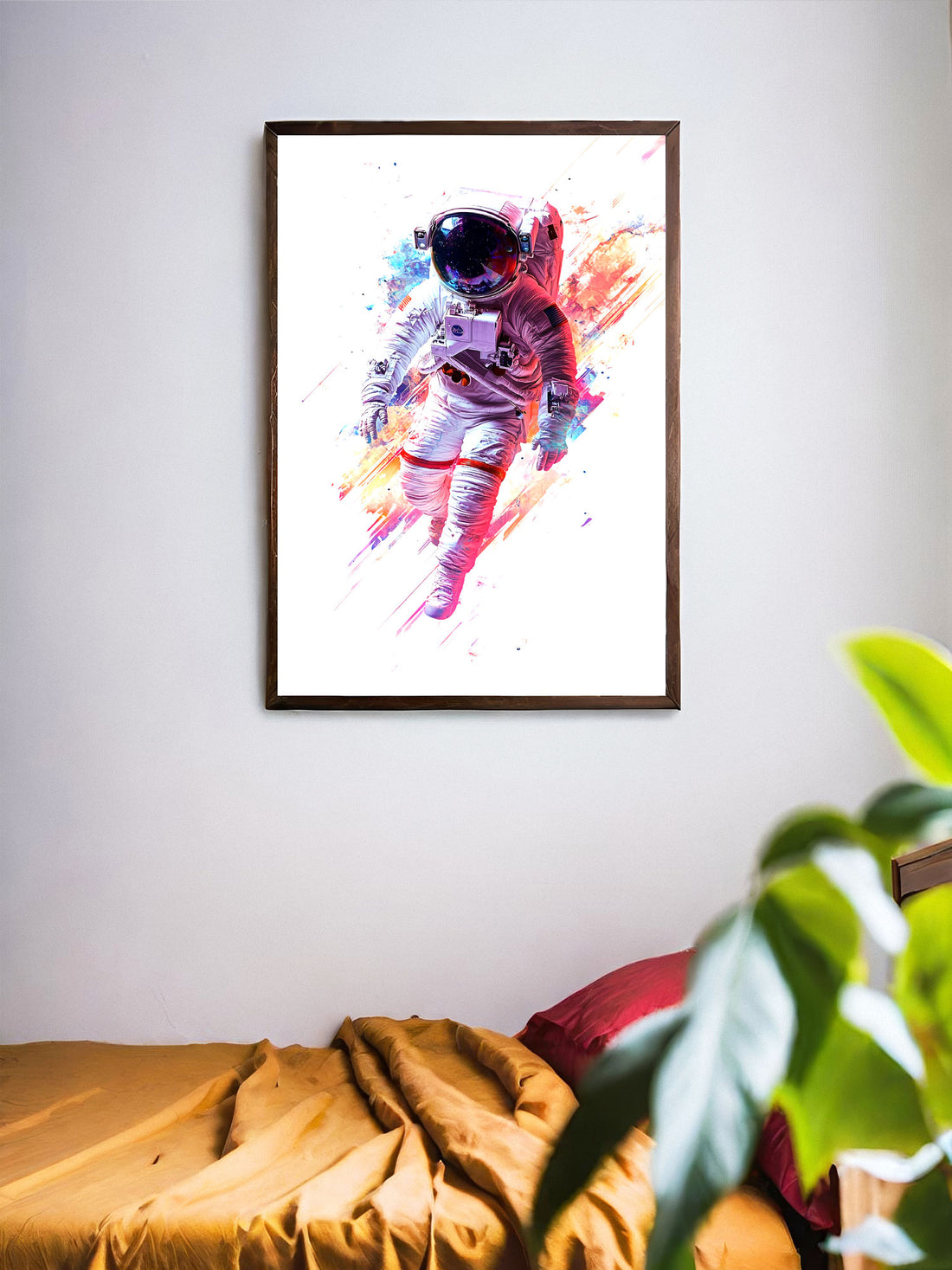 Transform your living space with this stunning Colorful Astronaut Canvas Poster. With vibrant colors and intricate details, this wall art is perfect for your living room, sofa backdrop, bedside, or any corner of your home. Made of high-quality canvas, it will add a touch of art and style to your home decor. No frame required.