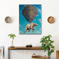 Inspire a sense of wonder and adventure with our Colorful Balloon Adventure art print. Featuring a playful flying elephant, this professionally framed print is sure to brighten up any space. Infuse some creativity and charm into your home or office with this unique and imaginative piece.