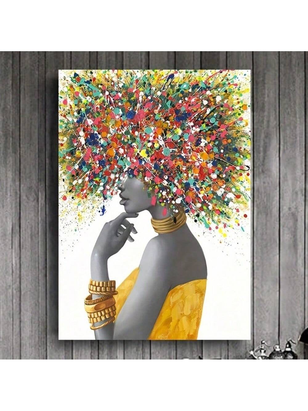 This vibrant canvas artwork showcases a striking Black African woman rendered in bold, colorful tones, adding a distinctive cultural touch to any space. Ideal for living rooms, bedrooms, or offices, it elevates your decor with a blend of modern artistry and rich heritage. Crafted on durable canvas, this piece offers both visual impact and longevity, making it a sophisticated choice for those seeking unique and meaningful home accents.