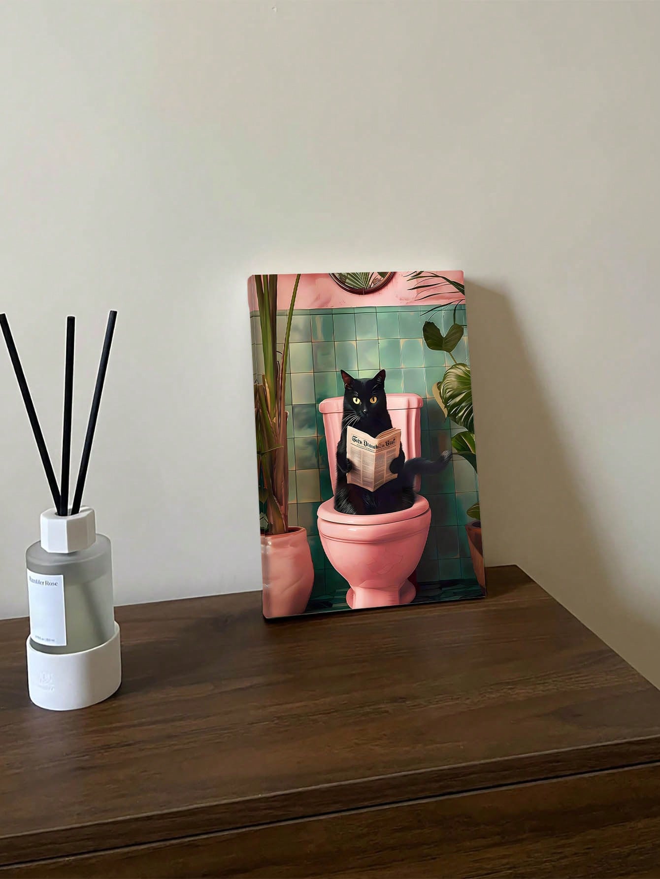 Add a playful touch to your bathroom with our Colorful Canvas Cat posters! Made with high-quality materials, these black cat posters are perfect for modern decor. Brighten up your walls and show off your love for felines. Expertly crafted for a whimsical touch to your home.