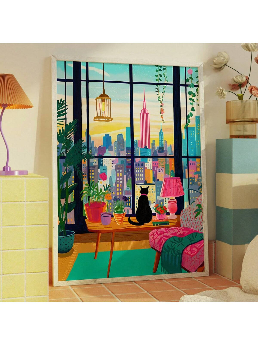Add a vibrant touch to your space with this Colorful Cat in New York wall art. Featuring a bold maximalist design, this canvas print brings energy and personality to living rooms, bedrooms, or any area inspired by travel and urban life. Crafted to capture the dynamic spirit of New York with a playful feline twist, it’s an expert choice for those seeking unique, eye-catching decor that sparks conversation and complements eclectic interiors.