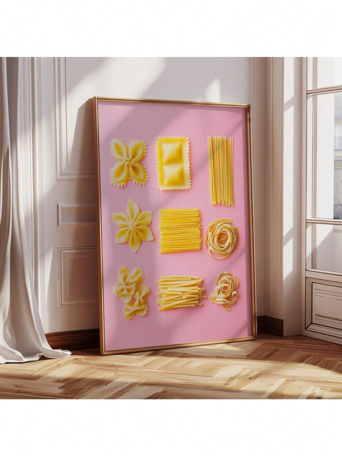 Enhance your kitchen ambiance with this Colorful Italian Pasta Wall Art, featuring expertly captured food photography that celebrates the vibrant hues and textures of authentic Italian pasta. This aesthetic piece adds a tasteful culinary touch, making your cooking space visually inspiring while reflecting your appreciation for Italian cuisine craftsmanship. Perfect for chefs and food lovers seeking elegant, artful kitchen decor.