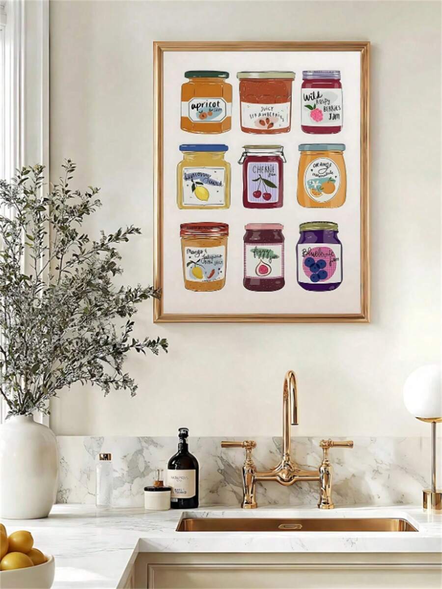 Colorful Jam Poster, Trendy Kitchen Wall Art and Cottagecore Decor