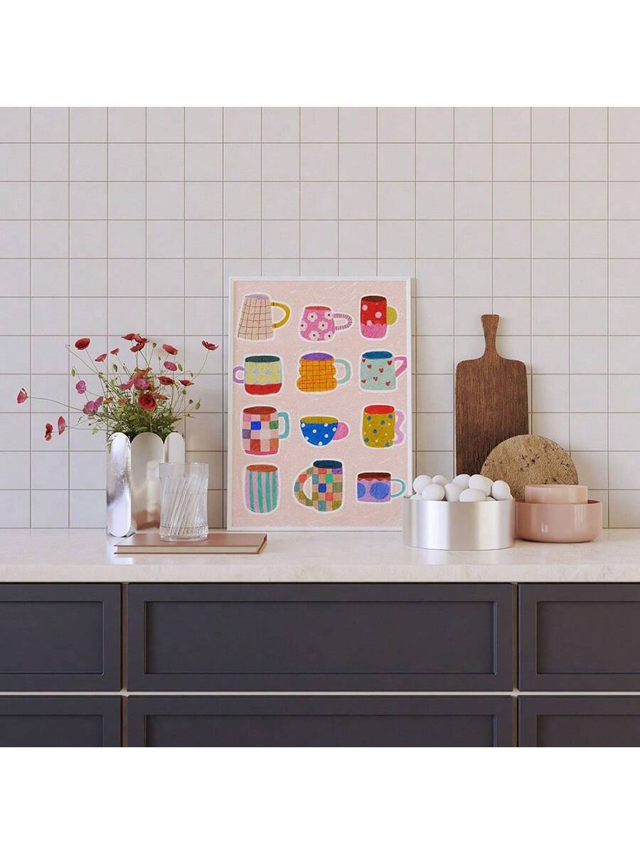 Elevate your kitchen aesthetic with our Colorful Mug Illustration Canvas Art. This modern wall print features vibrant mug illustrations that add a sophisticated pop of color to your culinary space. Professionally printed on premium canvas, this artwork serves as both a stylish focal point and conversation starter, perfectly complementing contemporary kitchen designs while expressing your refined taste in home décor.