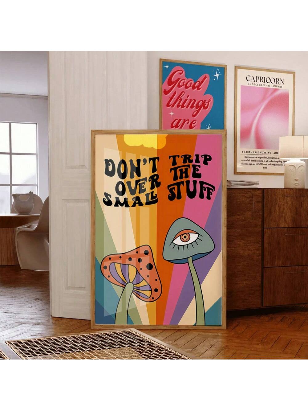 Celebrate the vibrant spirit of the 1970s with this Colorful Retro Mushroom Art Print. Perfect for adding a funky, hippie-inspired touch to any space, this artwork captures the playful essence of vintage psychedelic design. Ideal for gifts or festive decor, it brings a nostalgic yet lively atmosphere to your home or celebration. Crafted with attention to detail, this print is a standout piece for enthusiasts of retro style and colorful expression.