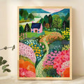 This vibrant canvas poster features a colorful rural landscape, perfect for bringing the beauty of summer into your space. With its lively and scenic views, it's sure to brighten up any room. Add a touch of nature and color to your decor with this stunning piece.