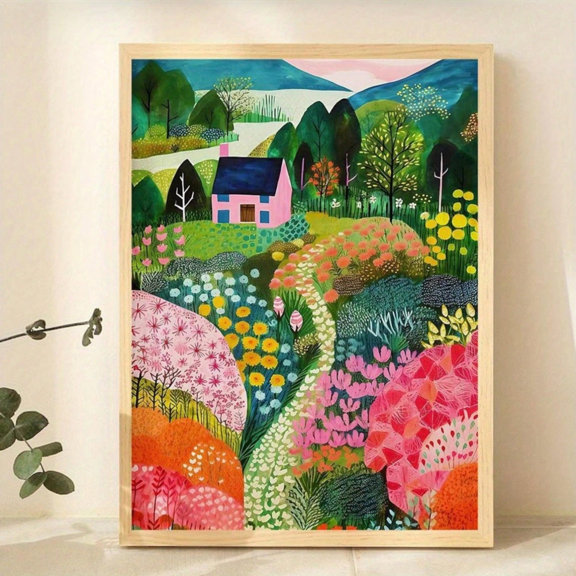 This vibrant canvas poster features a colorful rural landscape, perfect for bringing the beauty of summer into your space. With its lively and scenic views, it's sure to brighten up any room. Add a touch of nature and color to your decor with this stunning piece.