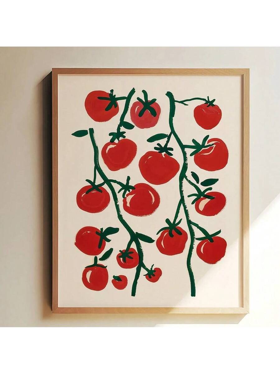 Transform your dining room with this vibrant tomato kitchen wall art that brings fresh, rustic charm to any space. Featuring a striking multicolor graphic design with vintage pastoral aesthetics, this canvas piece works beautifully as either a framed or unframed painting. The waterproof material ensures durability and easy maintenance, making it perfect for kitchen environments. Ideal for eclectic home decor enthusiasts seeking statement-making food-inspired artwork that combines nostalgic appeal with conte