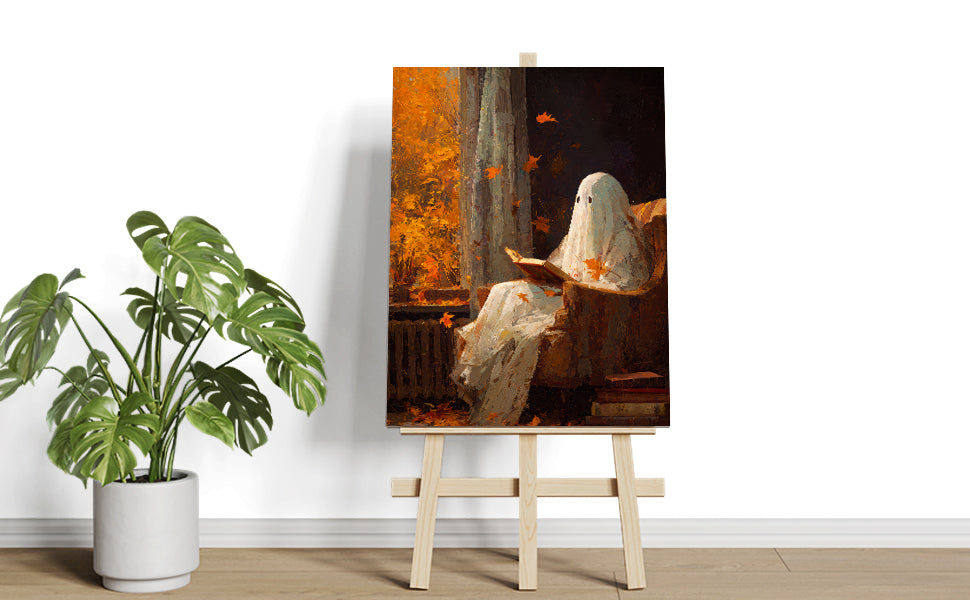 Elevate your autumn ambiance with this Halloween Ghost Reading Book Canvas Wall Art. Perfectly blending spooky charm and cozy fall vibes, it enhances living rooms, sofa backdrops, and bedside spaces. Crafted to complement seasonal decor, this piece adds a subtle yet captivating focal point that enriches your home’s festive atmosphere.