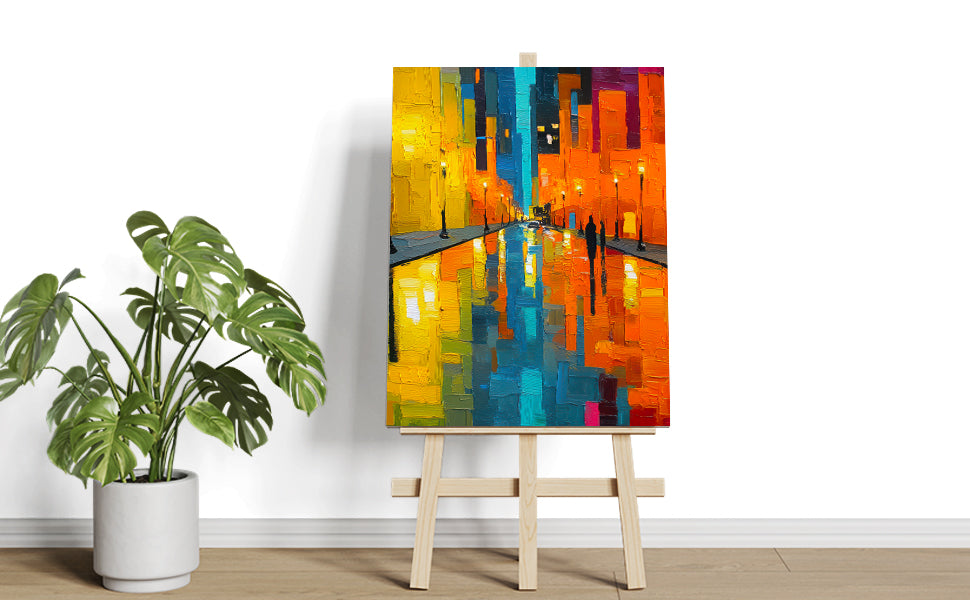 Elevate your living space with this Modern Abstract City Street Canvas Wall Art, featuring a vibrant rainy night cityscape rendered in rich oil painting style. Its colorful composition brings dynamic energy and depth, making it an ideal centerpiece for your living room, sofa backdrop, or bedside decoration. Crafted to enhance contemporary interiors, this print adds a sophisticated urban ambiance while complementing diverse décor styles.