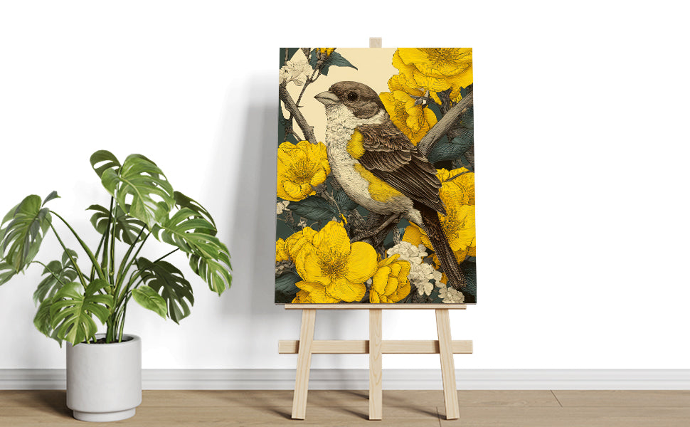Elevate your living space with this Vintage Bird Canvas Wall Art featuring a delicate yellow floral nature print. Perfect as a sophisticated backdrop for your sofa or bedside, this piece adds a timeless charm and subtle warmth to any room. Crafted to complement various decor styles, it brings a refined natural elegance that enhances your home environment effortlessly.