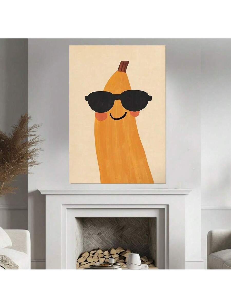 Brighten your space with this playful Cool Banana Canvas Print, a vibrant modern fruit artwork perfect for summer vibes. Featuring a fun cartoon style with multicolor details, this canvas brings personality to your kitchen, bedroom, living room, or dining area. Available as both framed and unframed options to match your decor preference. Crafted from quality canvas with waterproof benefits, it's durable and easy to maintain. Transform any room into a cheerful, contemporary gallery with this eye-catching bot