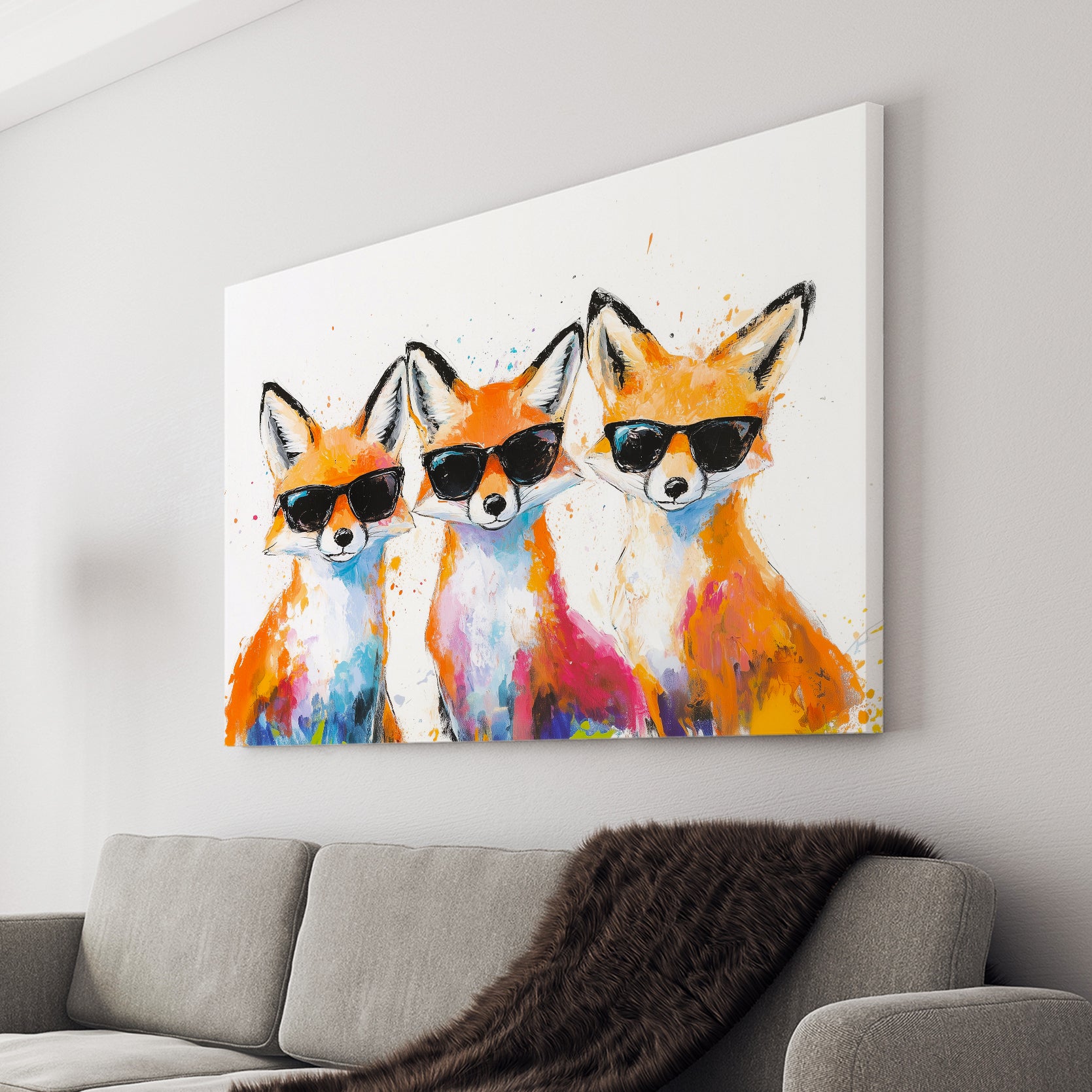 Elevate your living room, sofa backdrop, or bedside with our Cool Fox Canvas Wall Art. This vibrant watercolor print features a stylish fox wearing sunglasses, adding a playful touch to any space. Made with high-quality canvas, this artwork is sure to enhance your home decor.