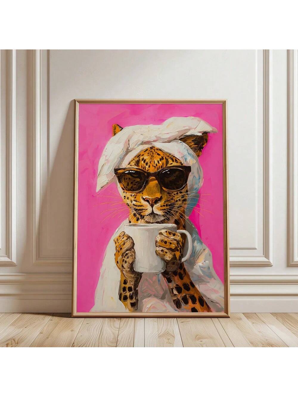 Enhance your home decor with our Cool Leopard Coffee Art Poster. This trendy canvas print features a unique blend of aesthetics, showcasing a stunning leopard design intertwined with a coffee theme. Perfect for adding a touch of style and sophistication to any room.