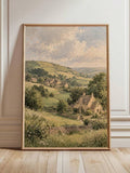Cotswold Landscape British Countryside Pastoral Cottage Canvas Poster